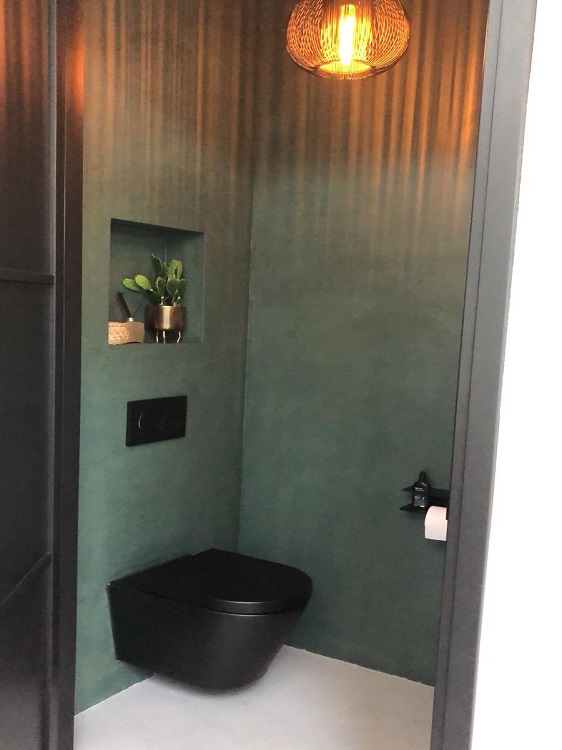 Beton Cire toilet custum groen 6003