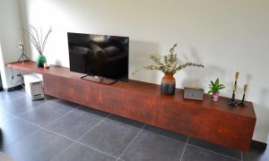 Smeerbaar metaal roest , roestbeton tv meubel 1